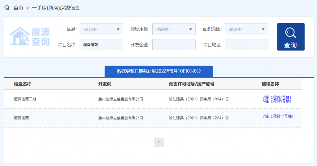 在网上房交所查询中国摩檀香佳苑组团的预售信息