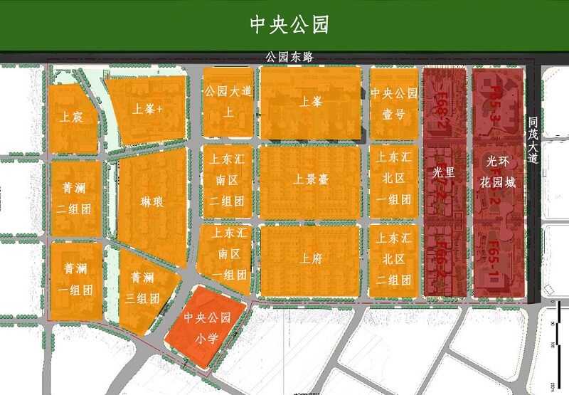 重庆中央公园香港置地公园大道不同组团分布图