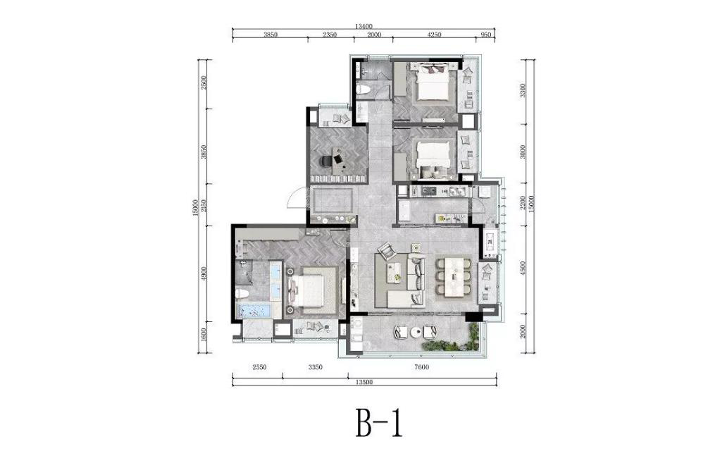 重庆万科翡翠公园二期建面212㎡户型图