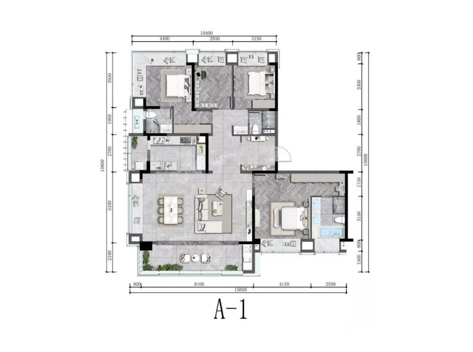 重庆万科翡翠公园二期建面212㎡户型图