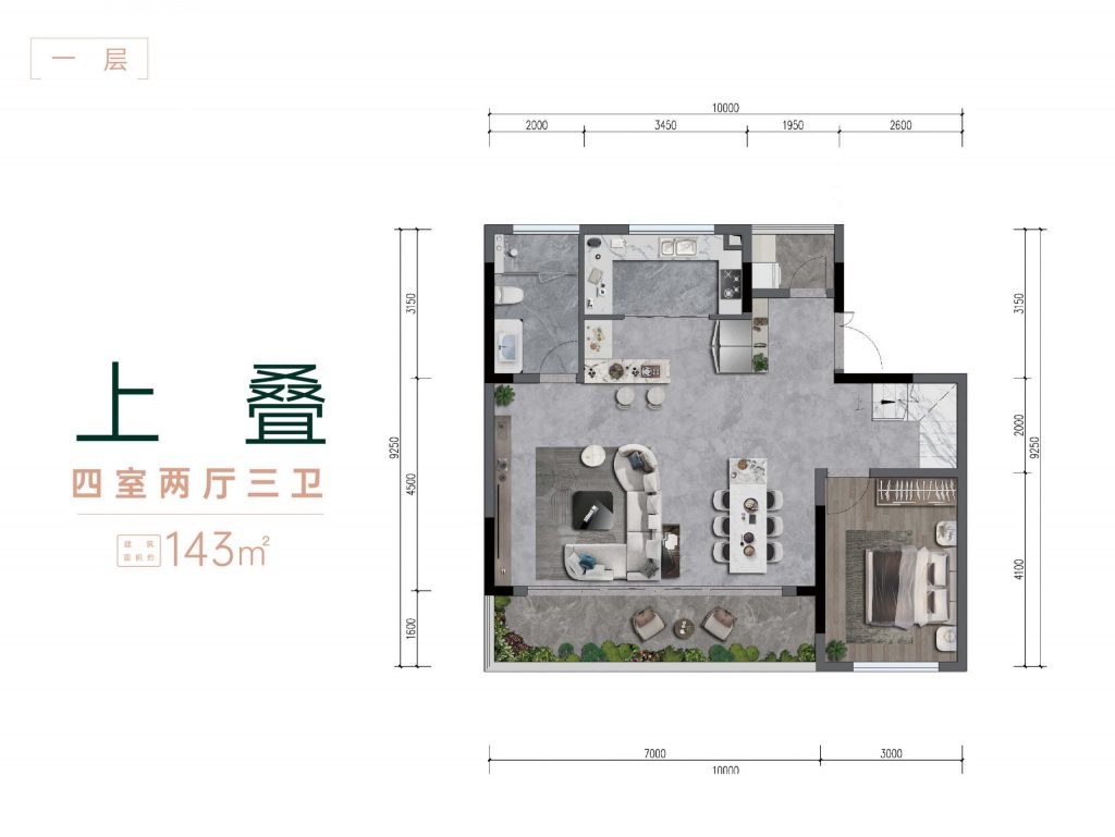 中粮瑞府别墅上叠第一层户型图