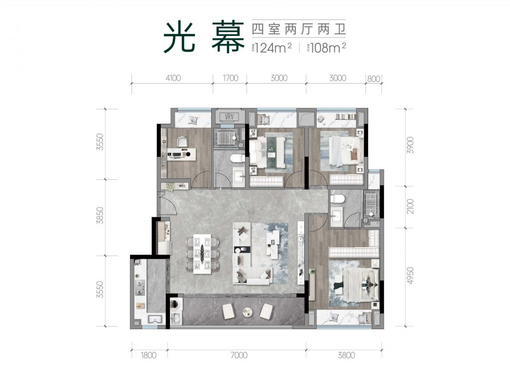 中粮瑞府建面124㎡户型图